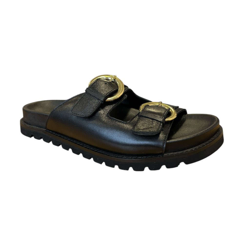 Lotus Marino Black Leather Mules