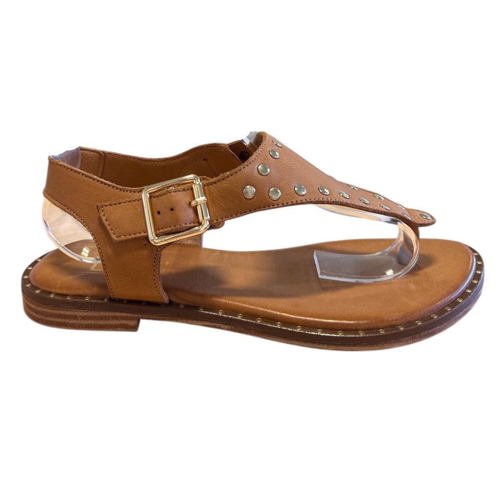 Lotus Juanita Tan Leather Flat Sandals
