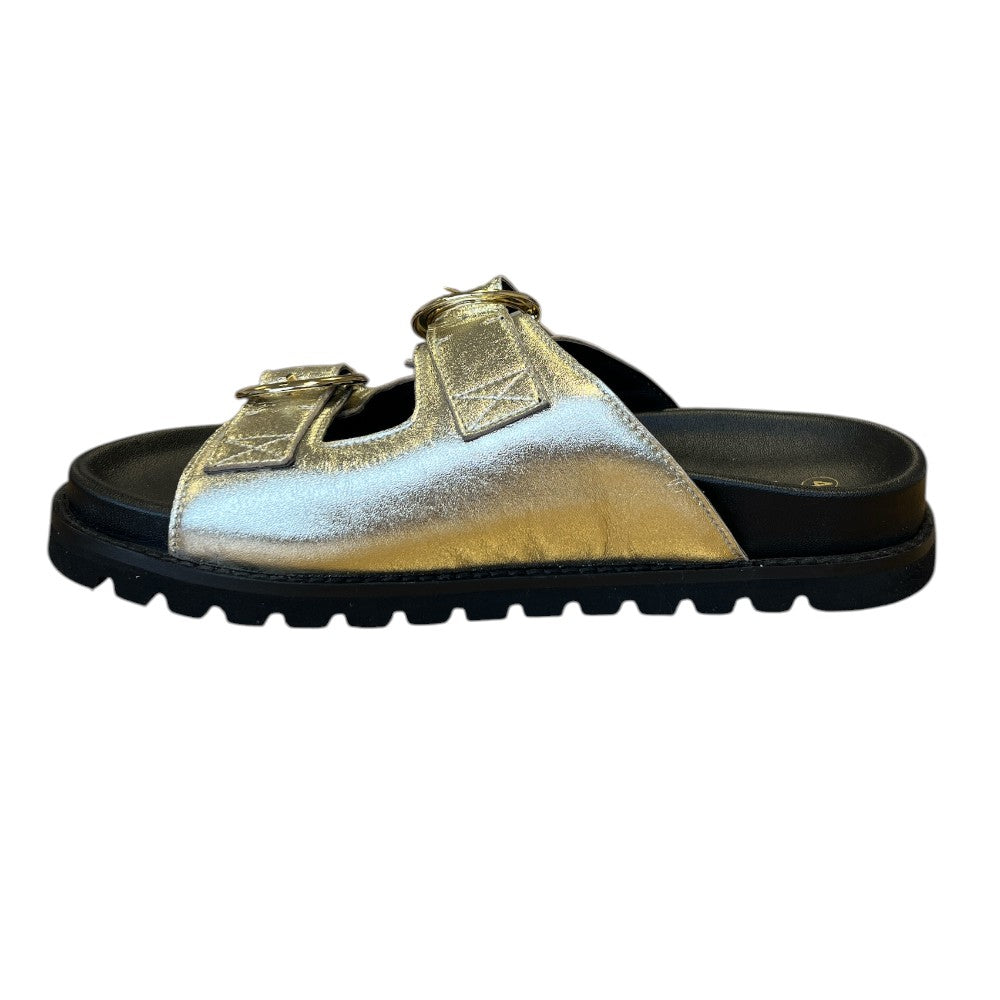 Lotus Marino Gold Metallic Leather Mules