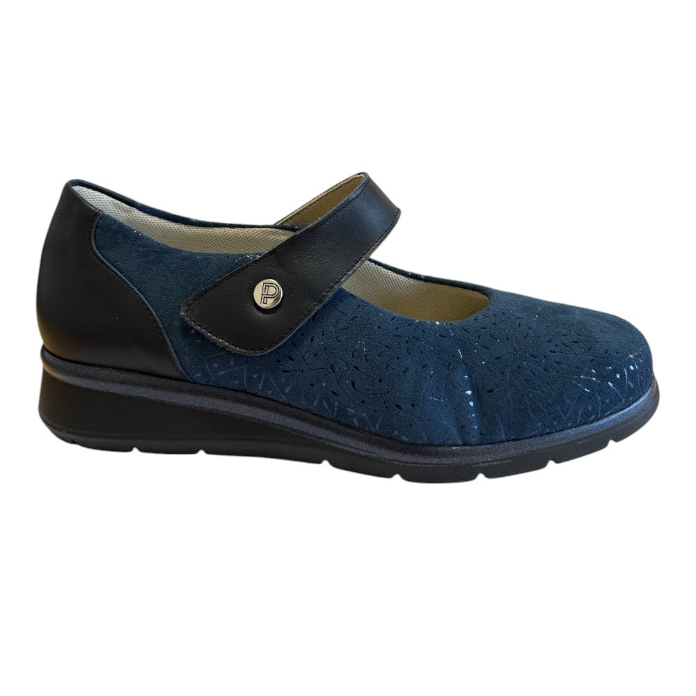 Pitillos 11.032 Navy Suede and Leather Velcro Strap Shoes