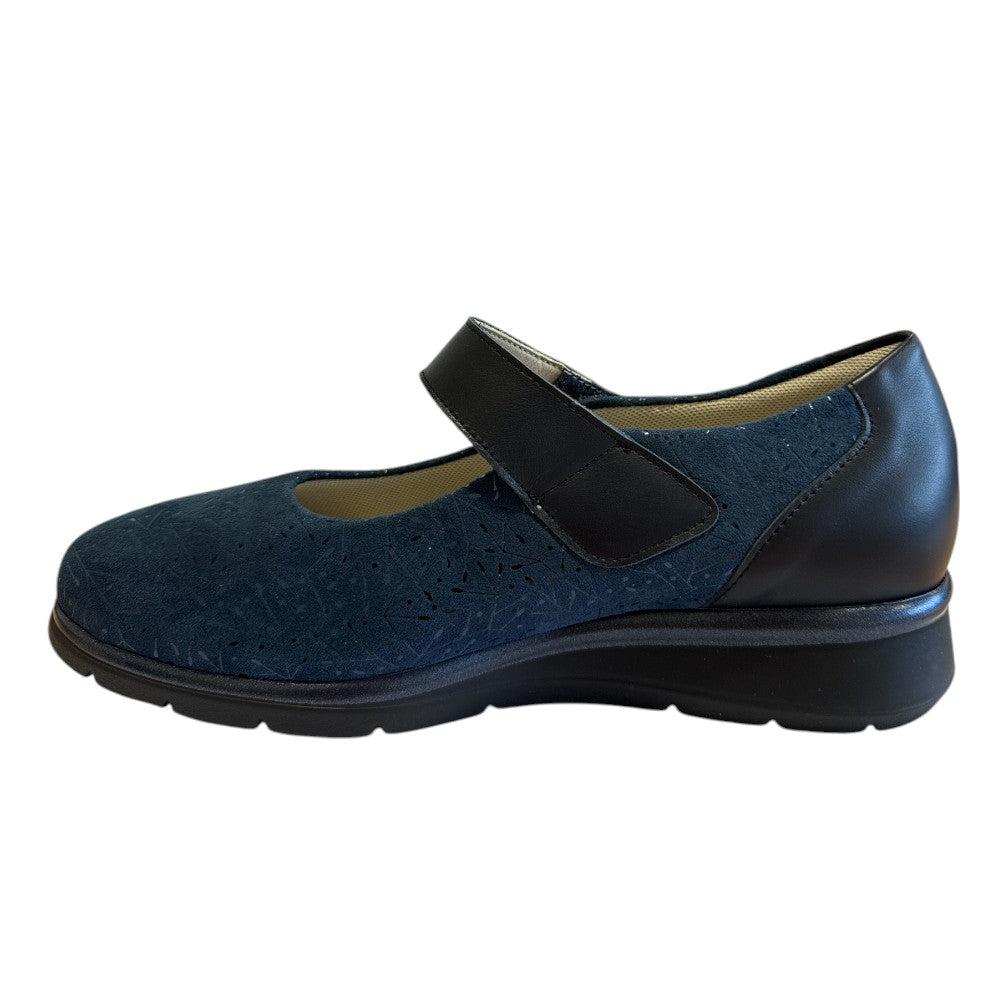 Pitillos 11.032 Navy Suede and Leather Velcro Strap Shoes