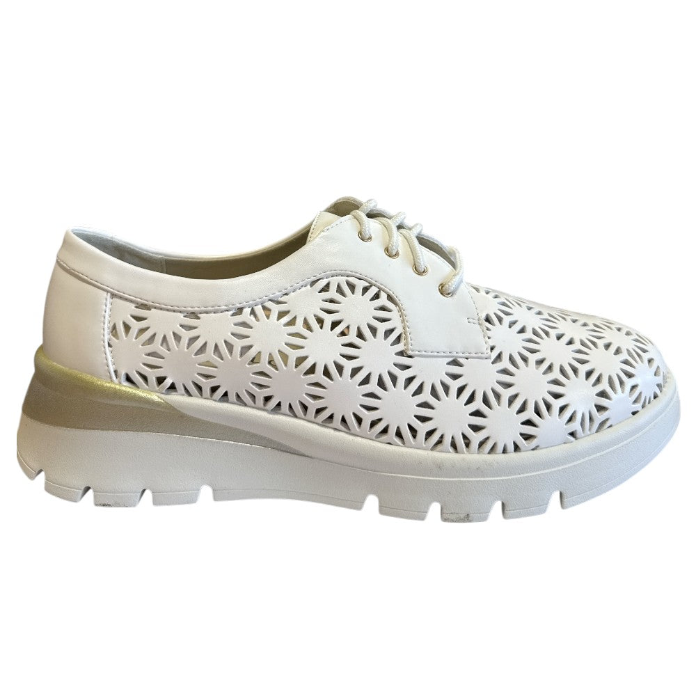 Pitillos 11.091 White Leather Lace-Up Summer Shoes