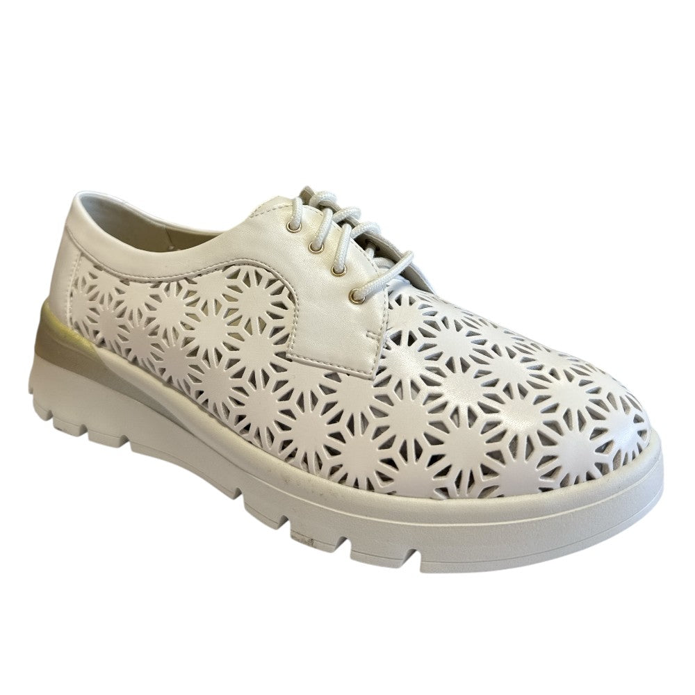 Pitillos 11.091 White Leather Lace-Up Summer Shoes