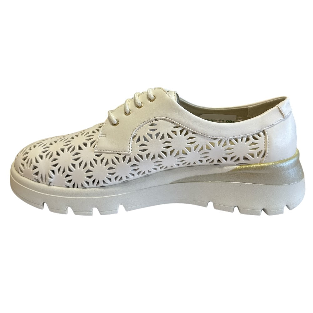 Pitillos 11.091 White Leather Lace-Up Summer Shoes