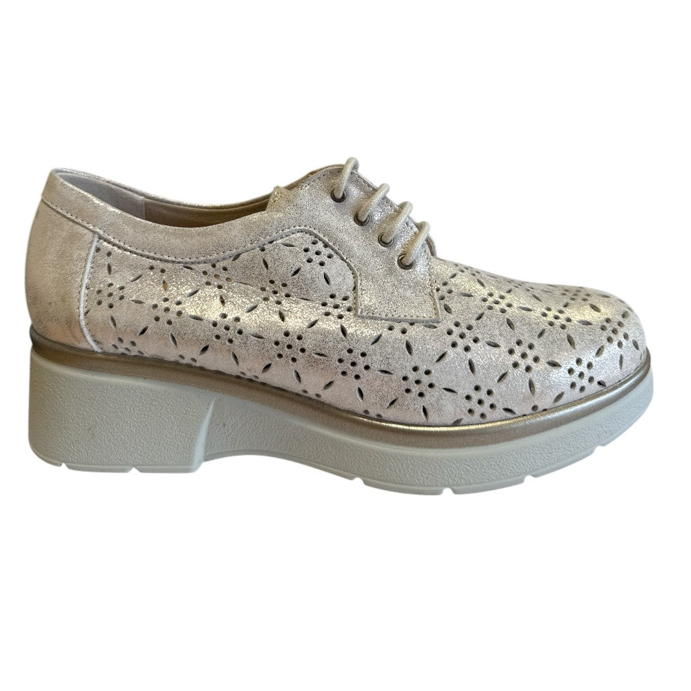 Pitillos 11.240 Light Gold Leather Wedge Shoes