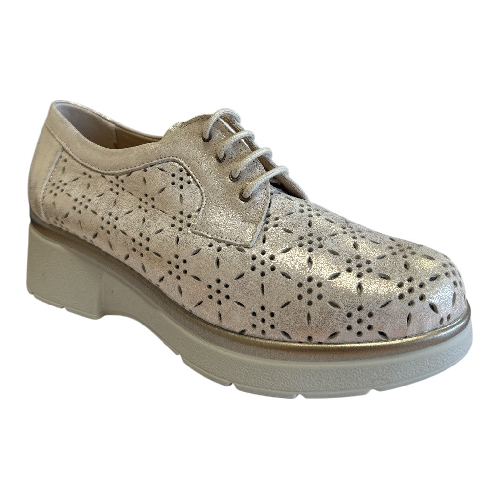 Pitillos 11.240 Light Gold Leather Wedge Shoes
