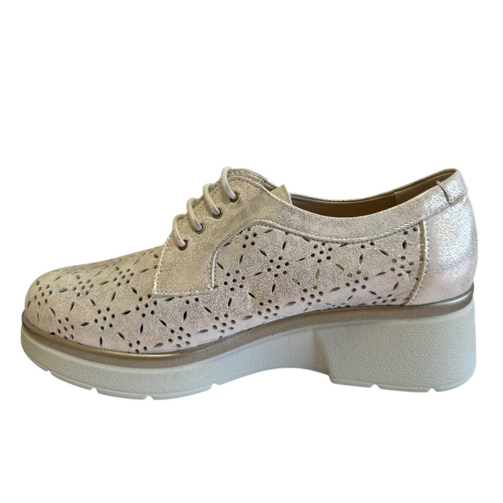 Pitillos 11.240 Light Gold Leather Wedge Shoes