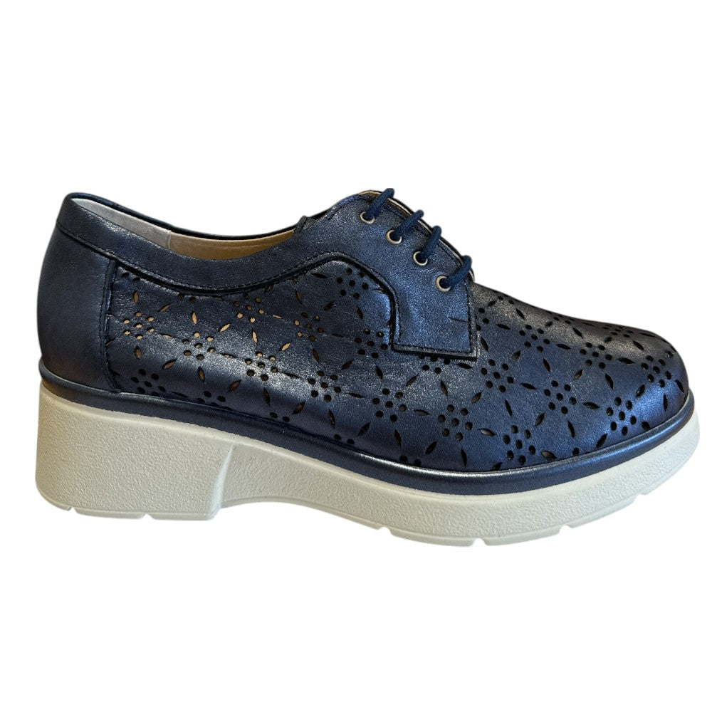 Pitillos 11.240 Navy Leather Wedge Shoes