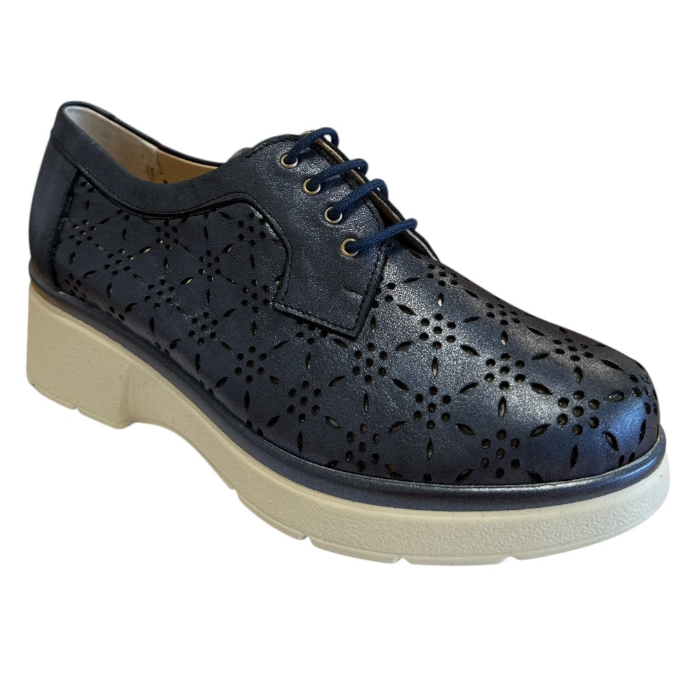Pitillos 11.240 Navy Leather Wedge Shoes