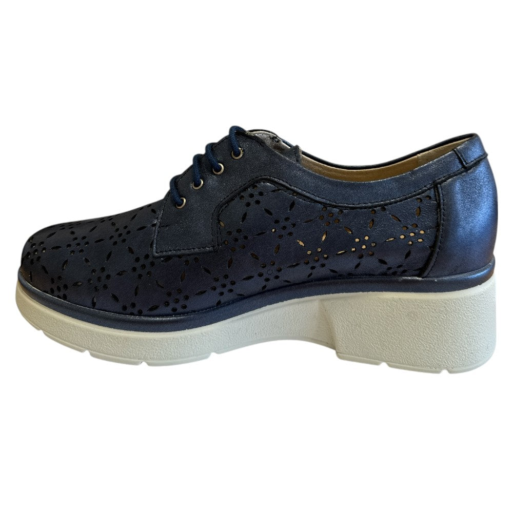 Pitillos 11.240 Navy Leather Wedge Shoes