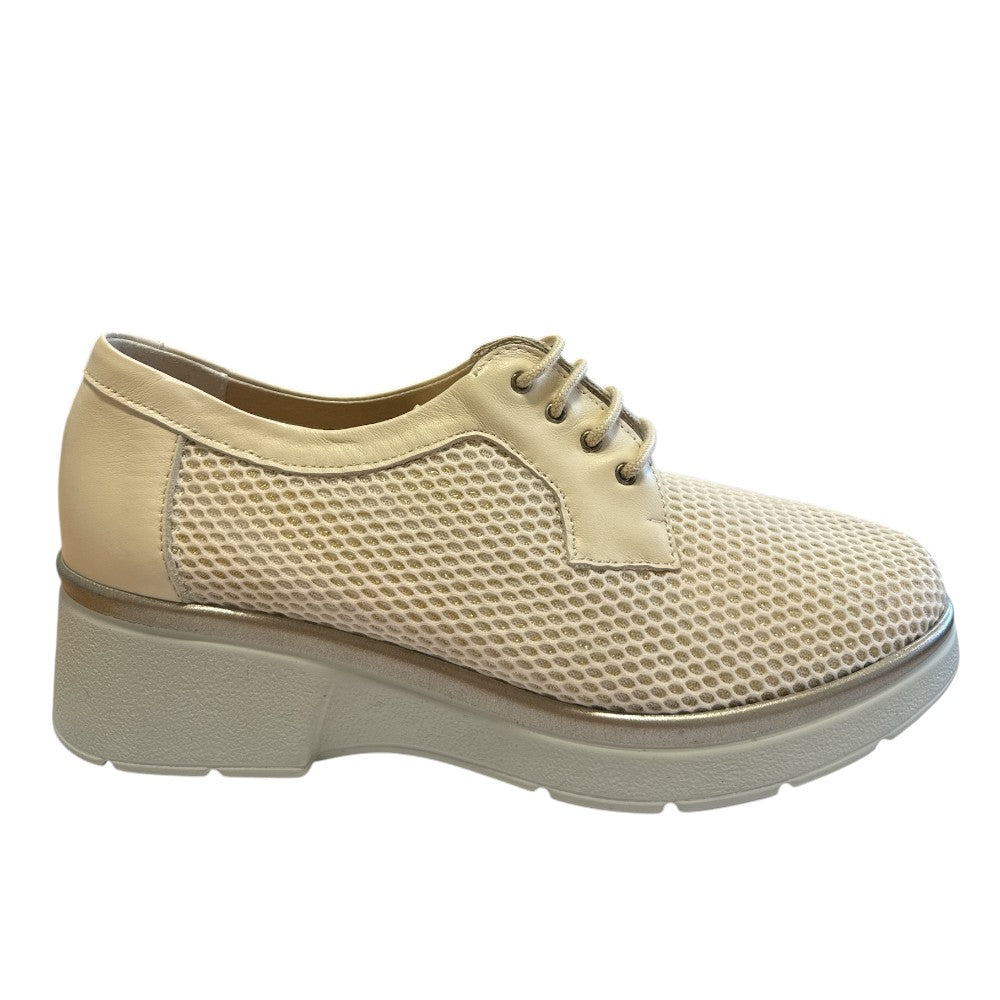 Pitillos 11.241 Cream Leather Casual Lace-Up Shoes