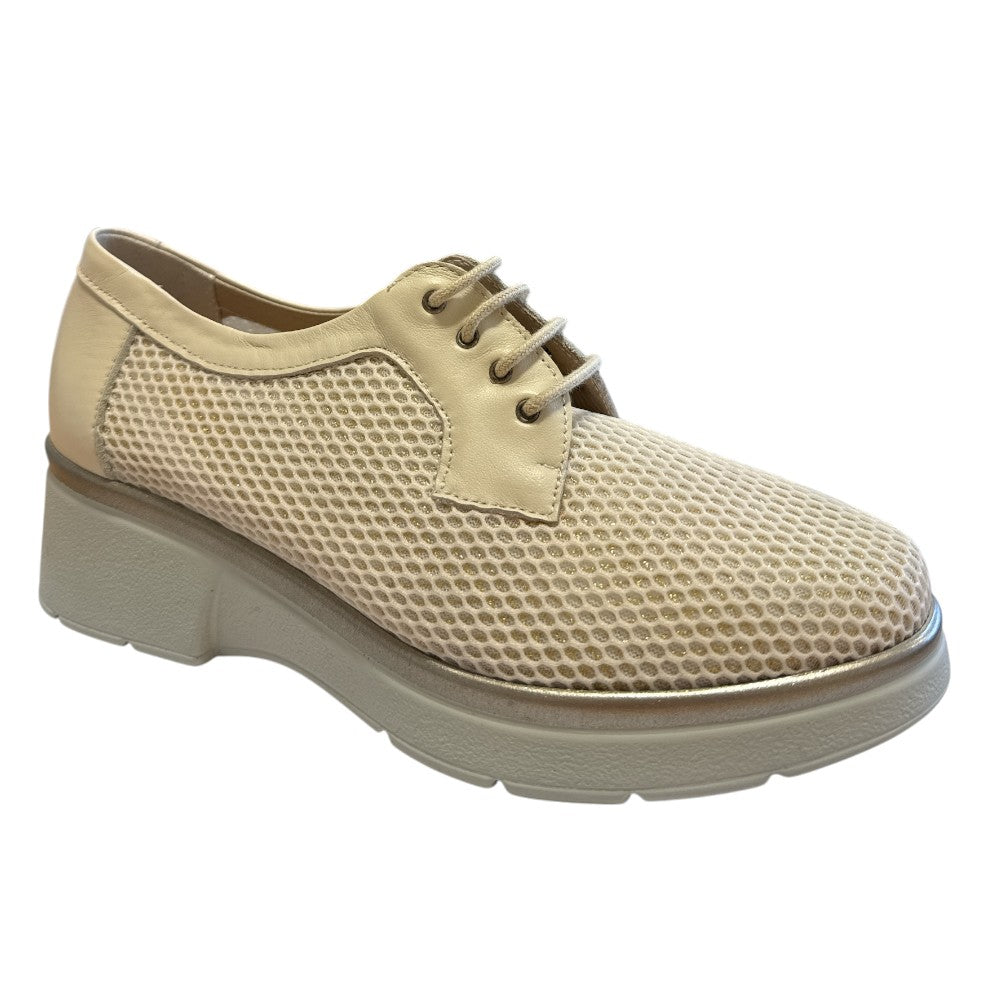 Pitillos 11.241 Cream Leather Casual Lace-Up Shoes