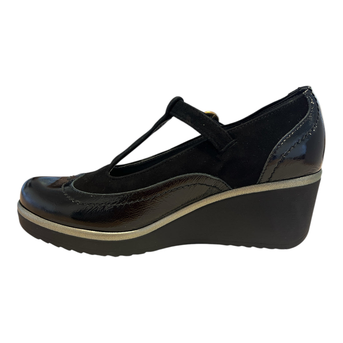 Pitillos Black Leather Wedge Shoes 20.533