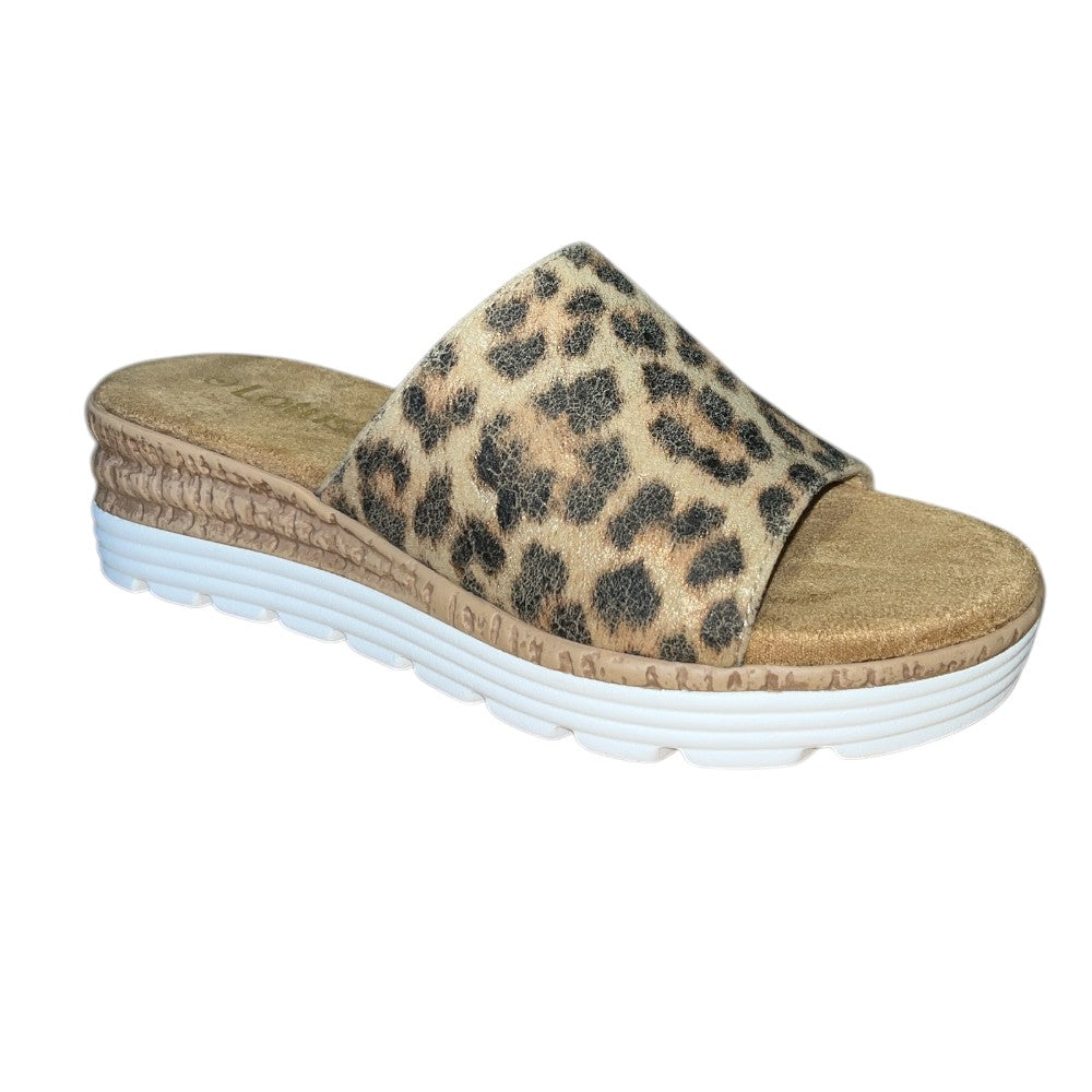 Lotus Pandora Leopard Print Wedge Mules