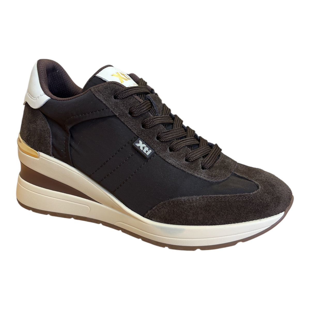 Xti Brown Wedge Trainers 146365