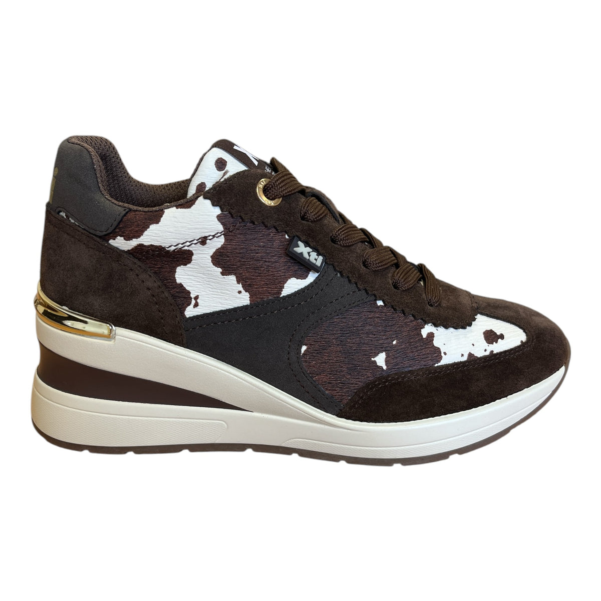 Xti Brown Cowprint Trainers 146367