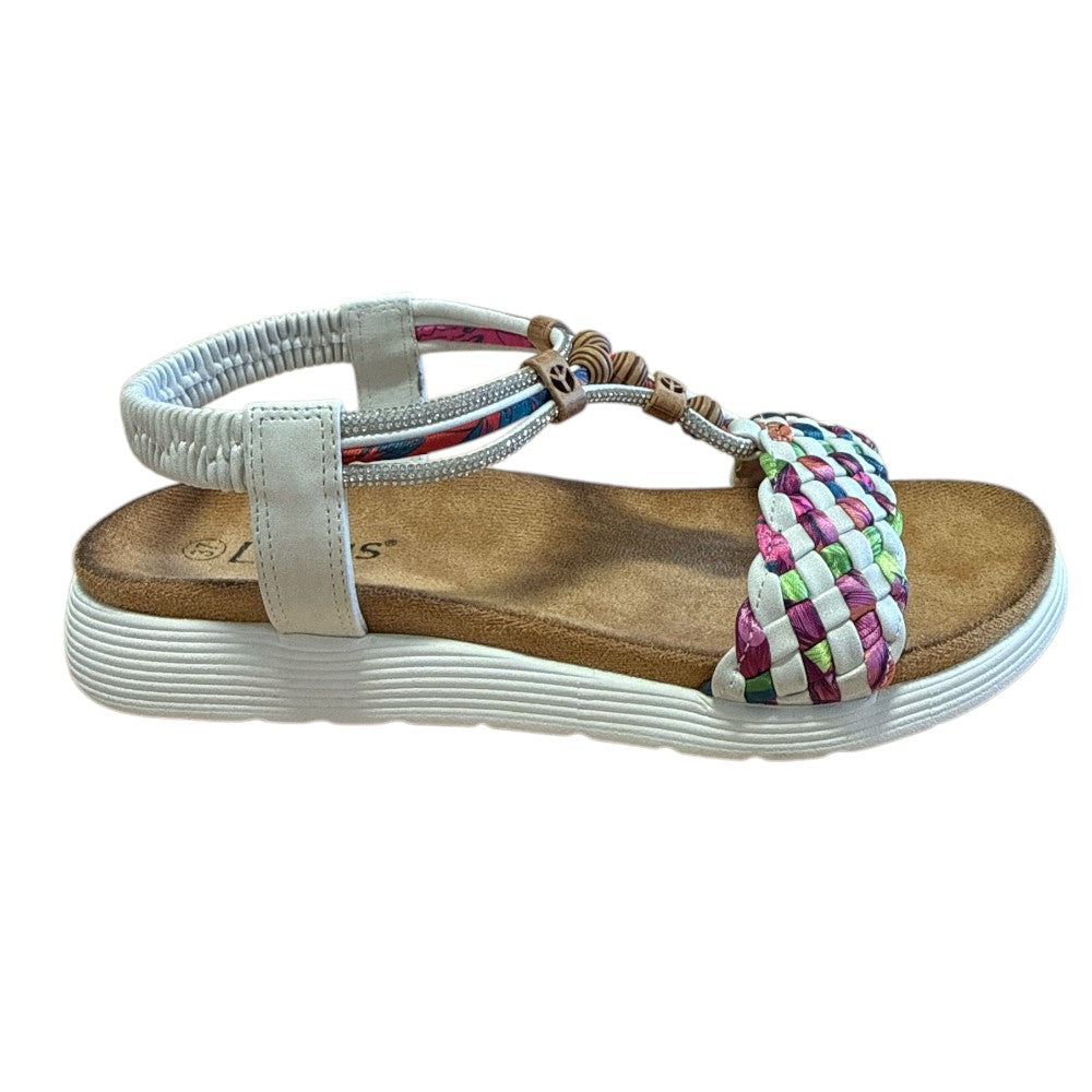 Lotus Russo White Flat Sandals