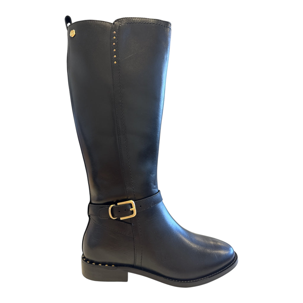 Carmela Black Leather Knee-High Boots 164124