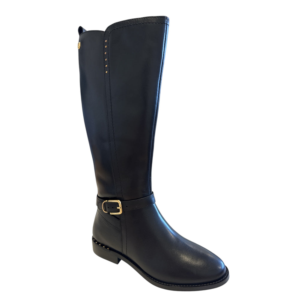 Carmela Black Leather Knee-High Boots 164124
