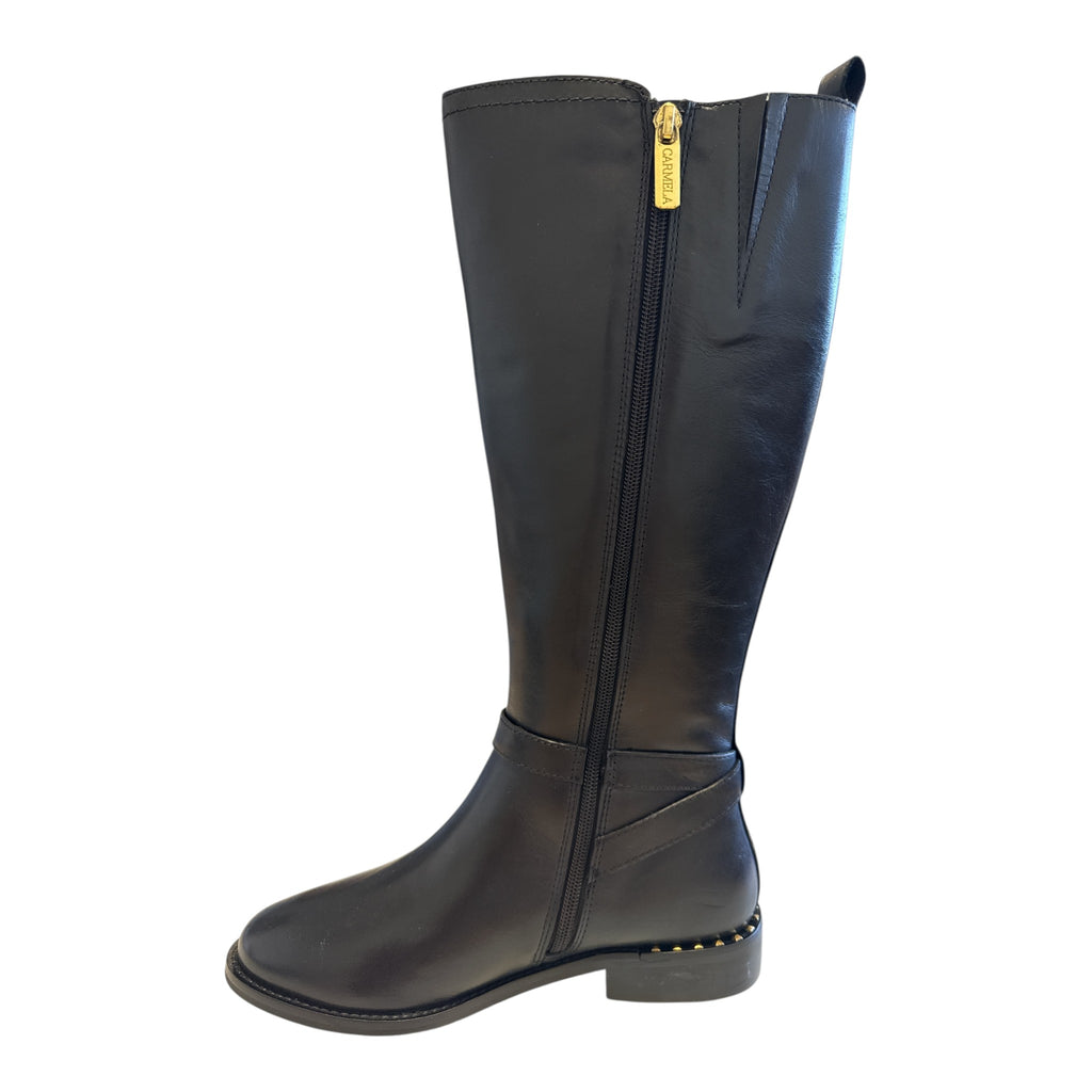 Carmela Black Leather Knee-High Boots 164124