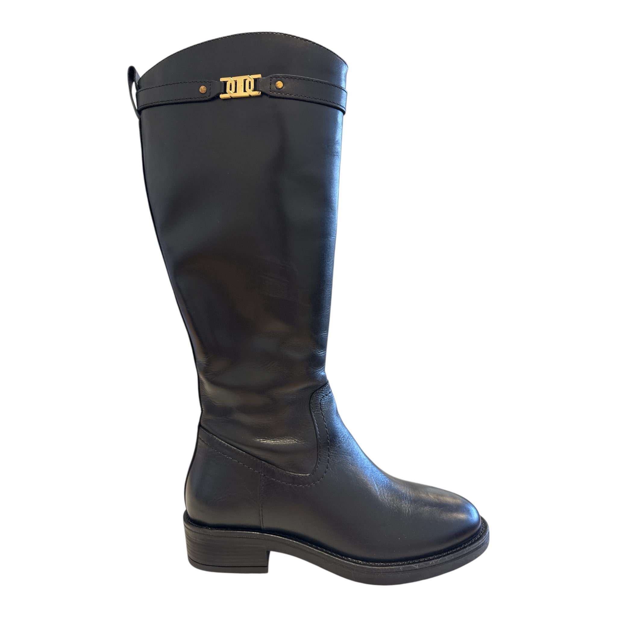 Carmela Black Leather Knee-High Boots 164125