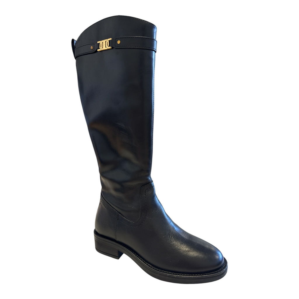 Carmela Black Leather Knee-High Boots 164125