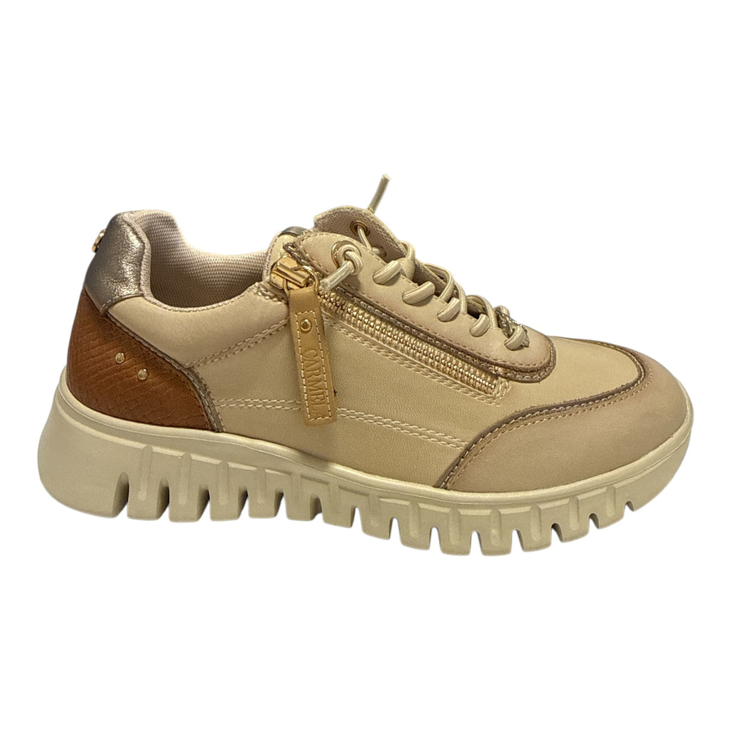 Carmela Beige Leather Trainers 164244