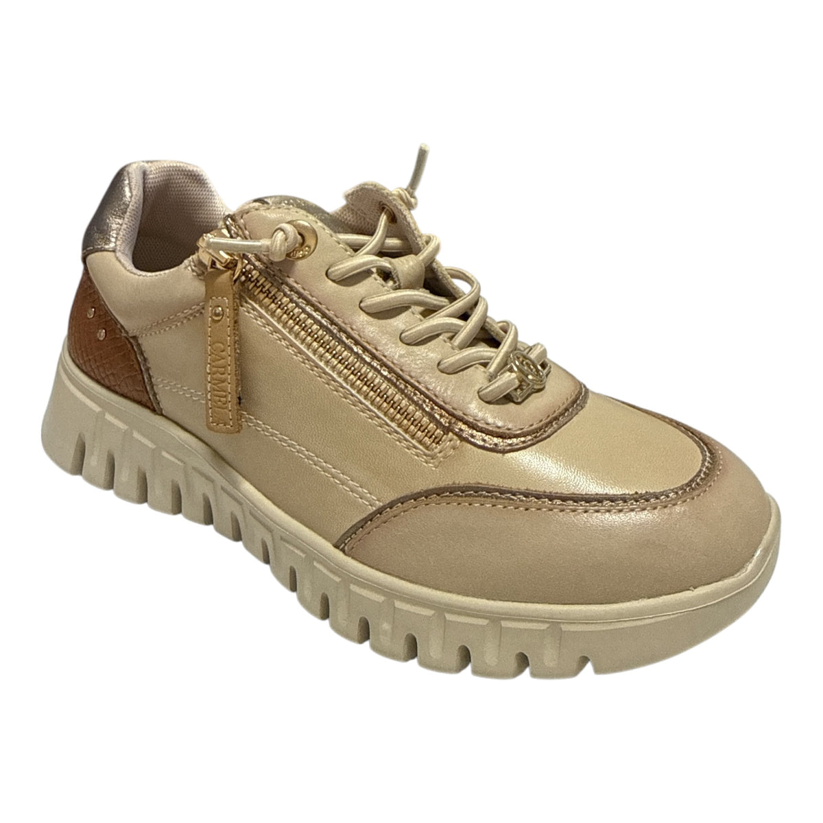 Carmela Beige Leather Trainers 164244