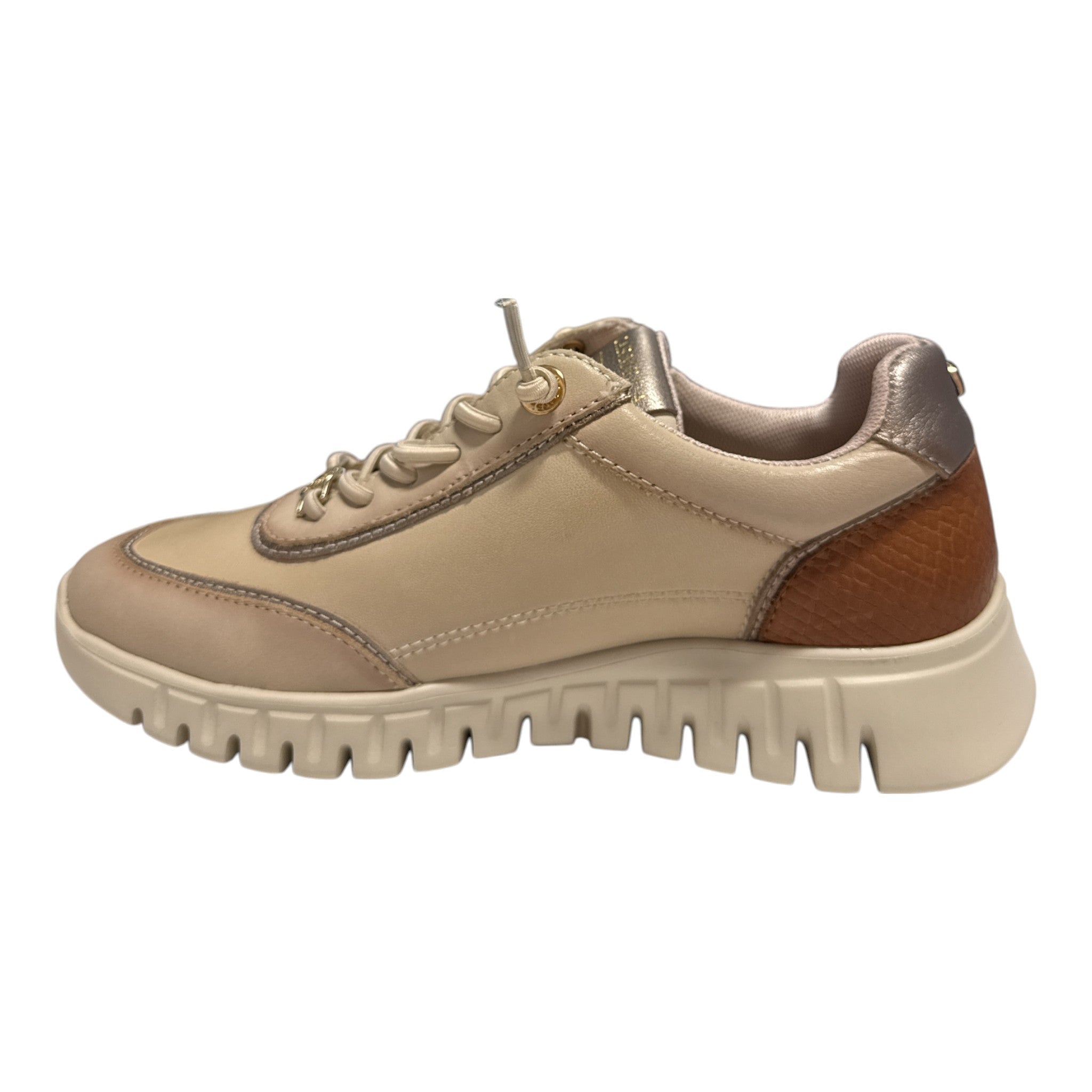 Carmela Beige Leather Trainers 164244