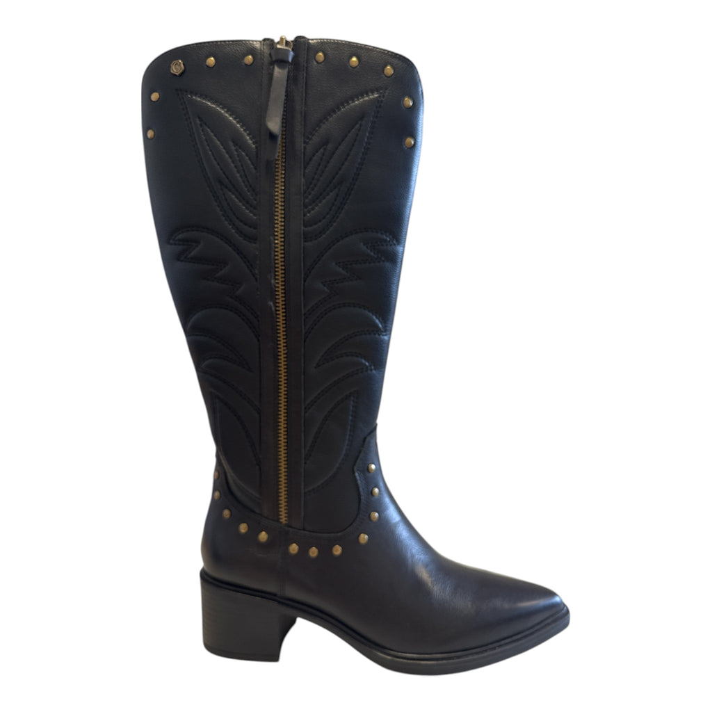 Carmela Black Leather Cowboy Boots 164250