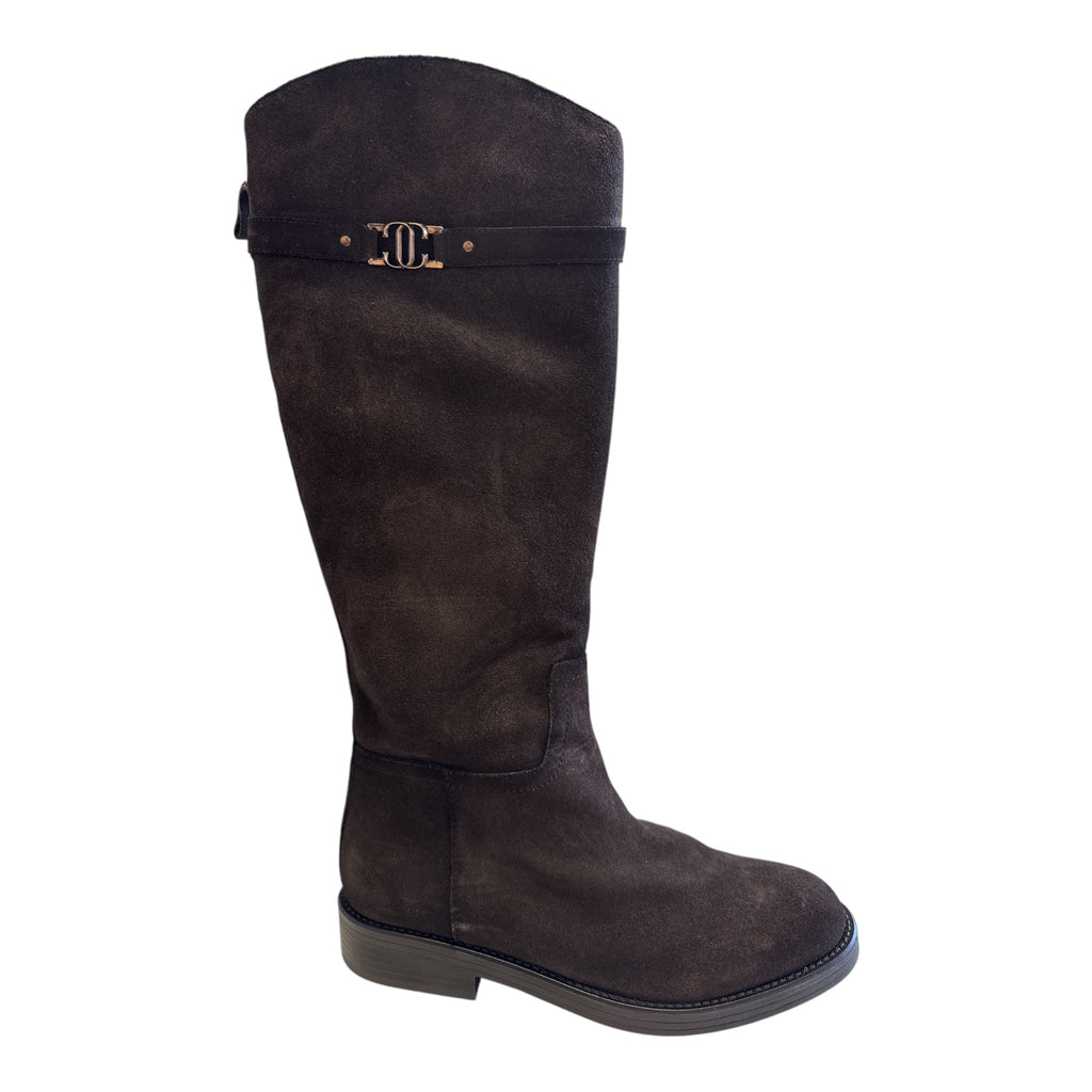 Carmela Brown Suede Knee-High Boots 164265