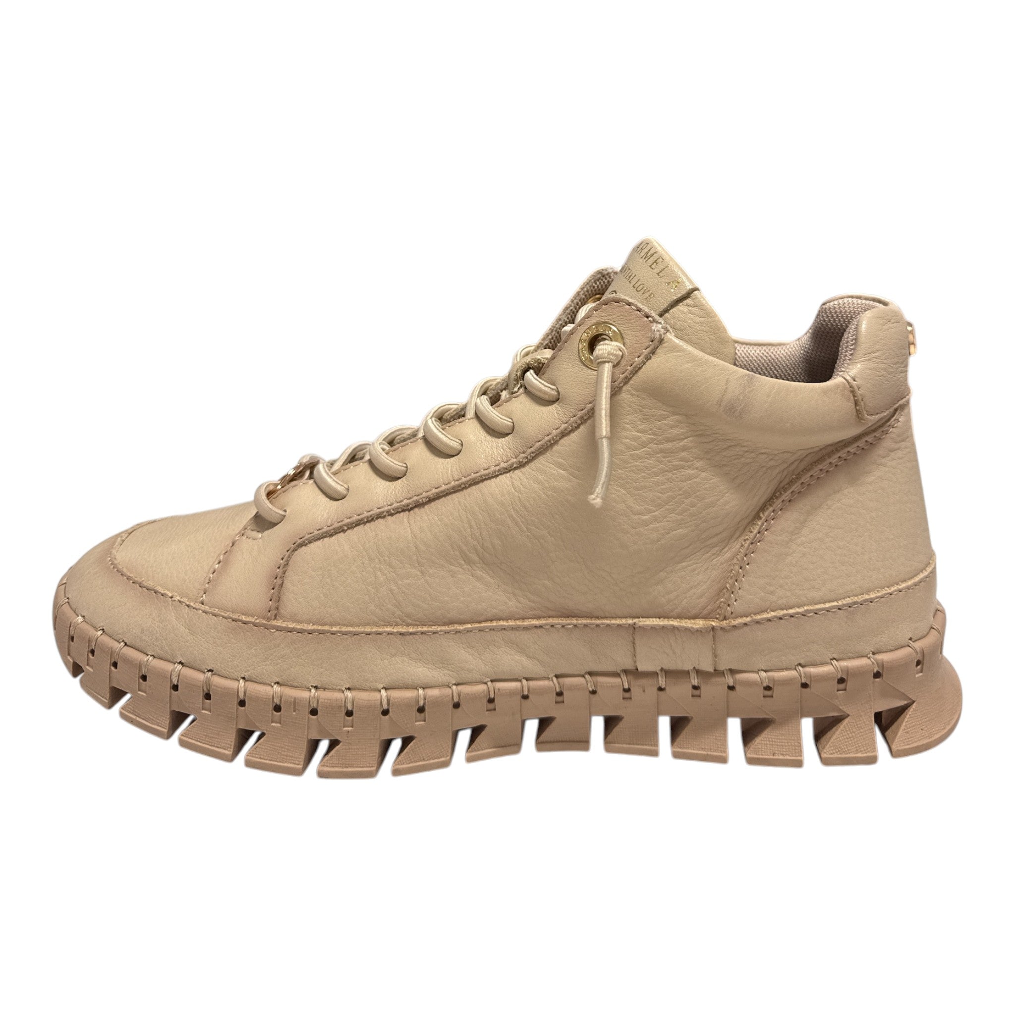 Carmela Beige Leather High-Top Trainers 164392
