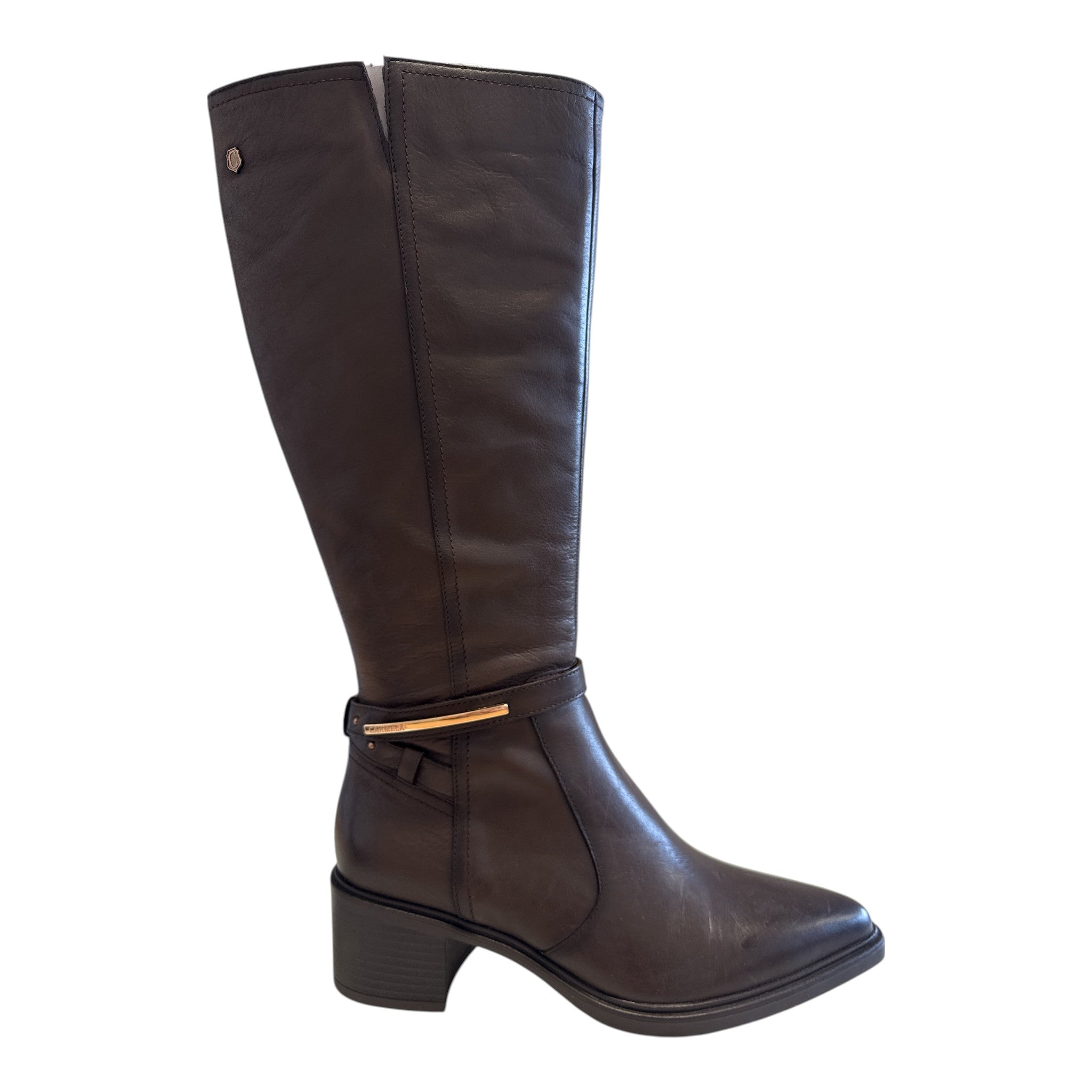 Carmela Brown Leather Knee-High Boots 164376