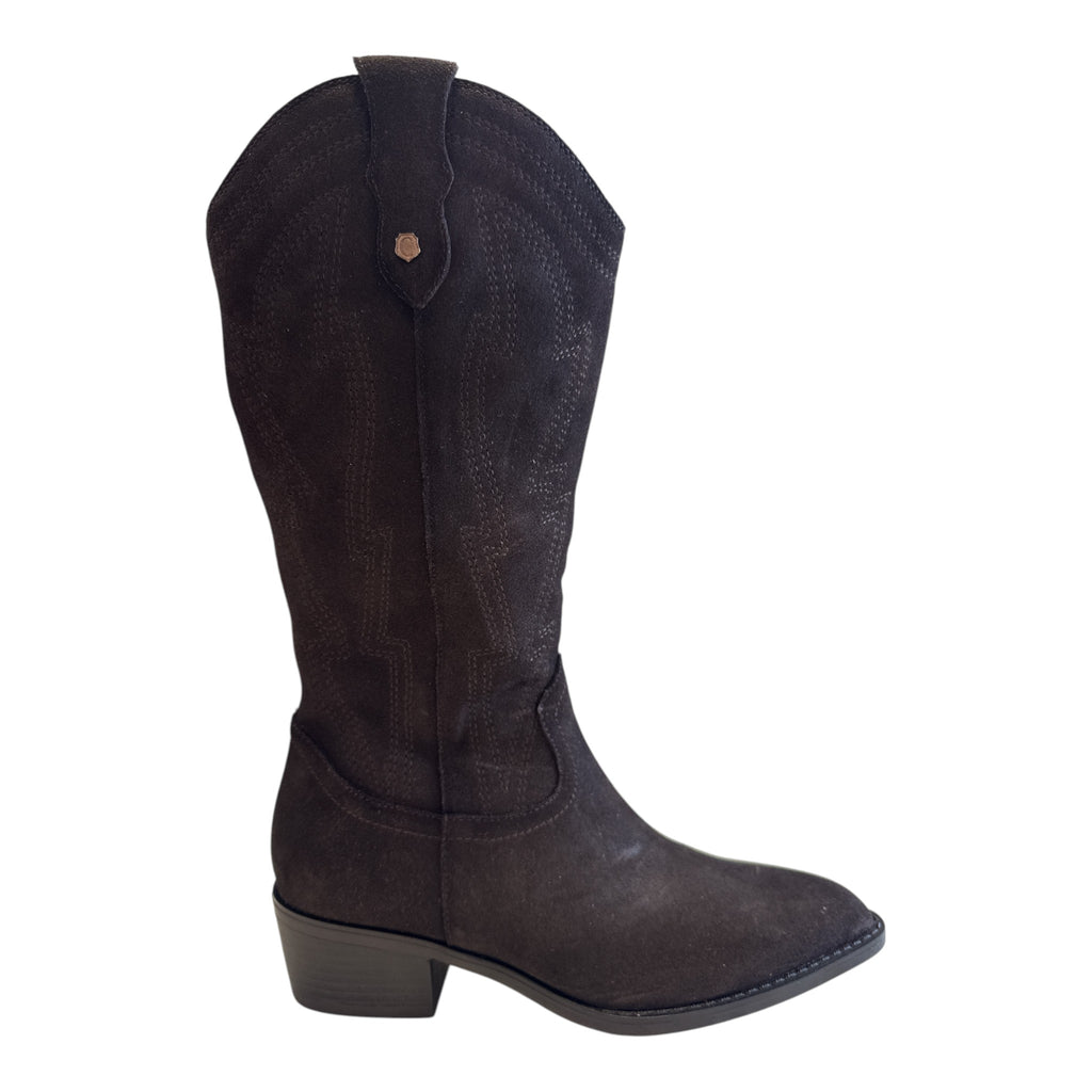 Carmela Brown Suede Cowboy Boots 164381