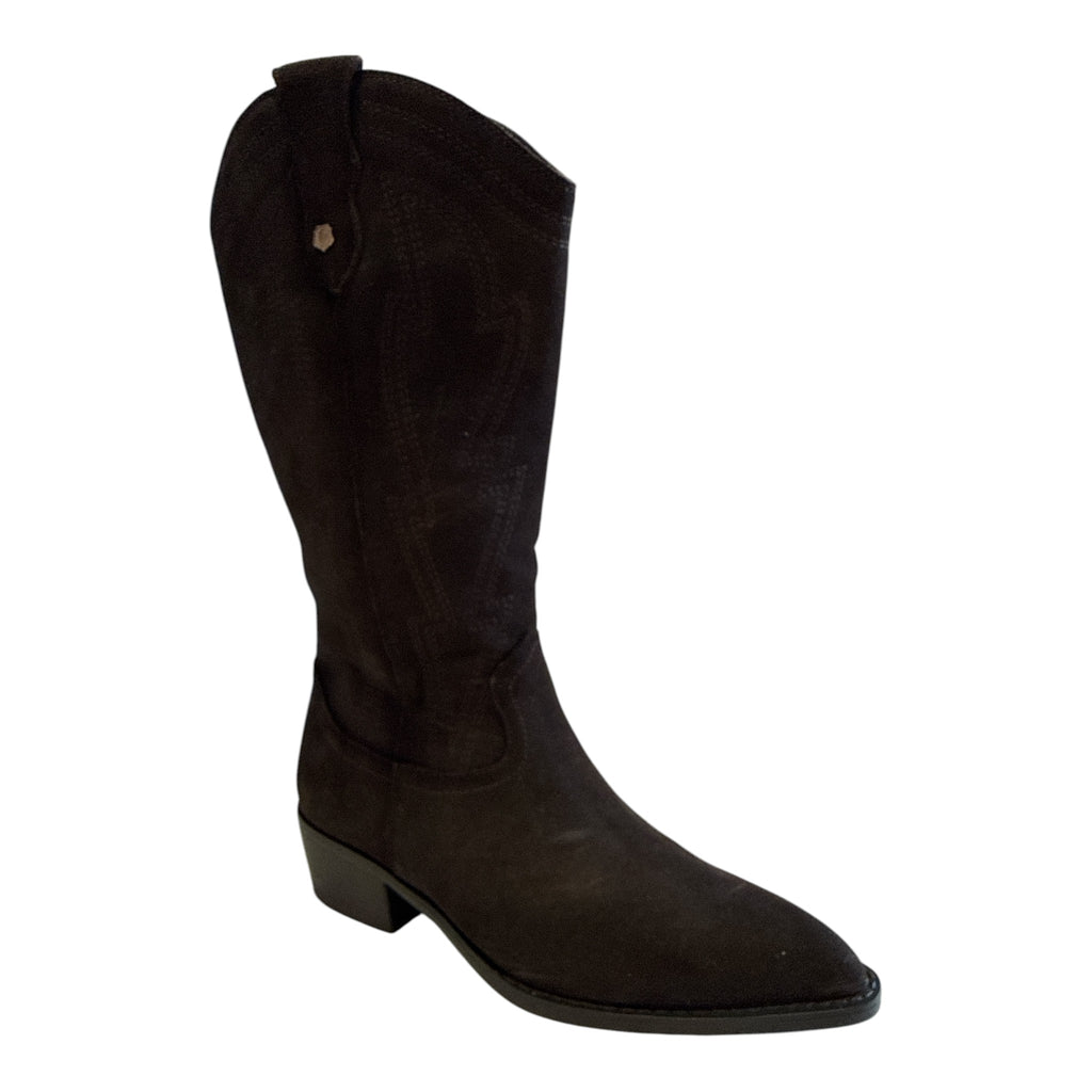 Carmela Brown Suede Cowboy Boots 164381