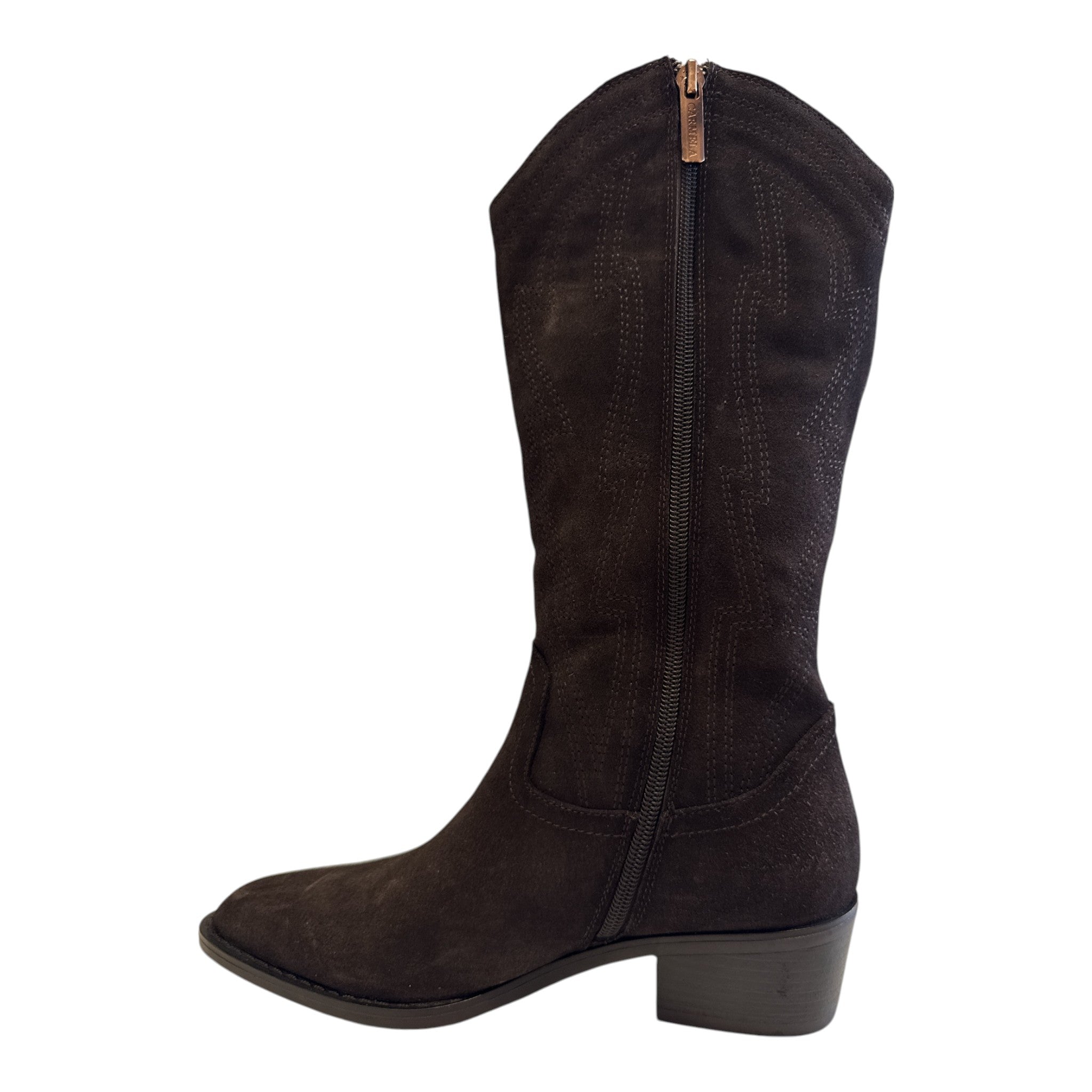 Carmela Brown Suede Cowboy Boots 164381
