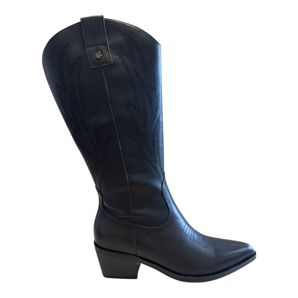 Carmela Black Leather Cowboy Boots 164388