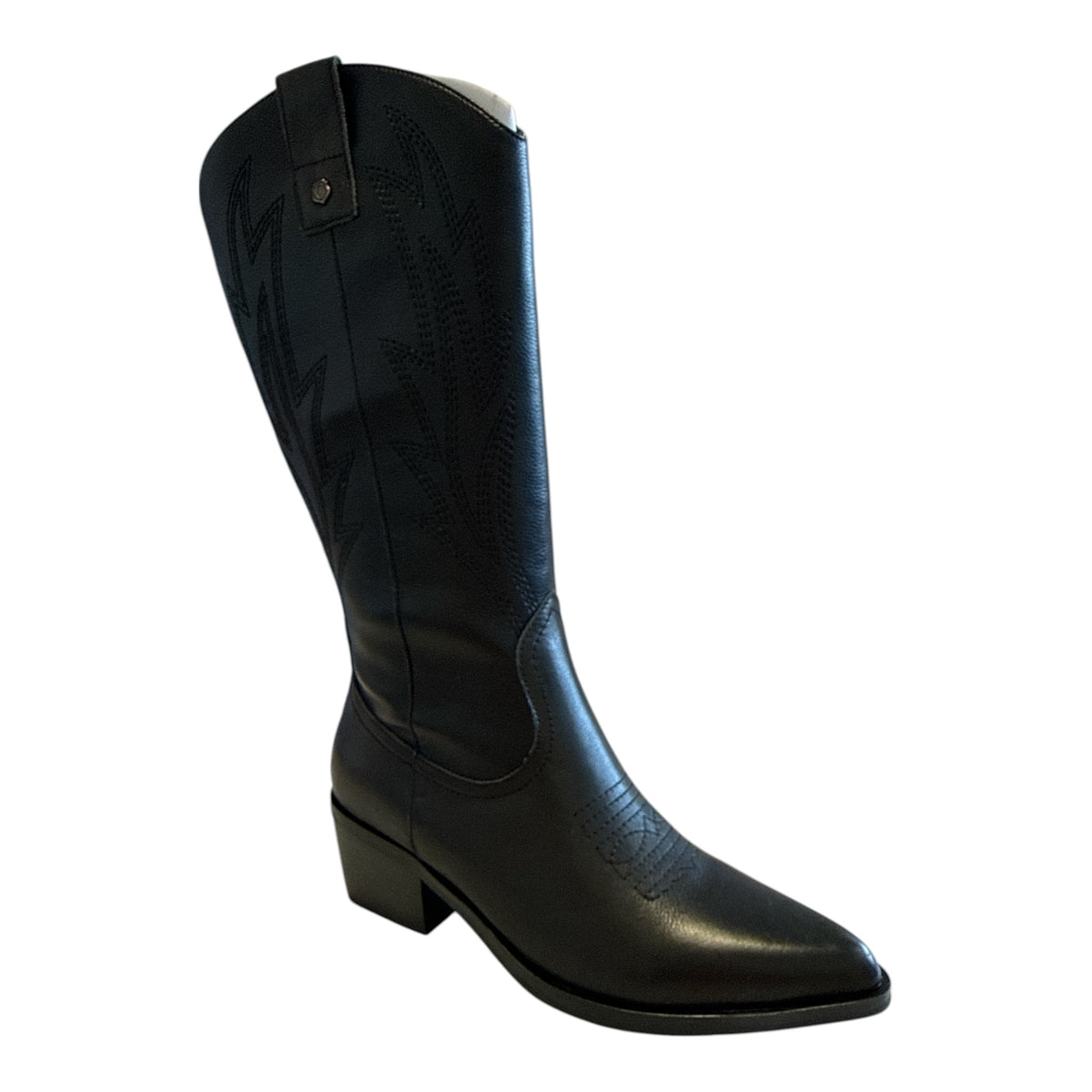Carmela Black Leather Cowboy Boots 164388