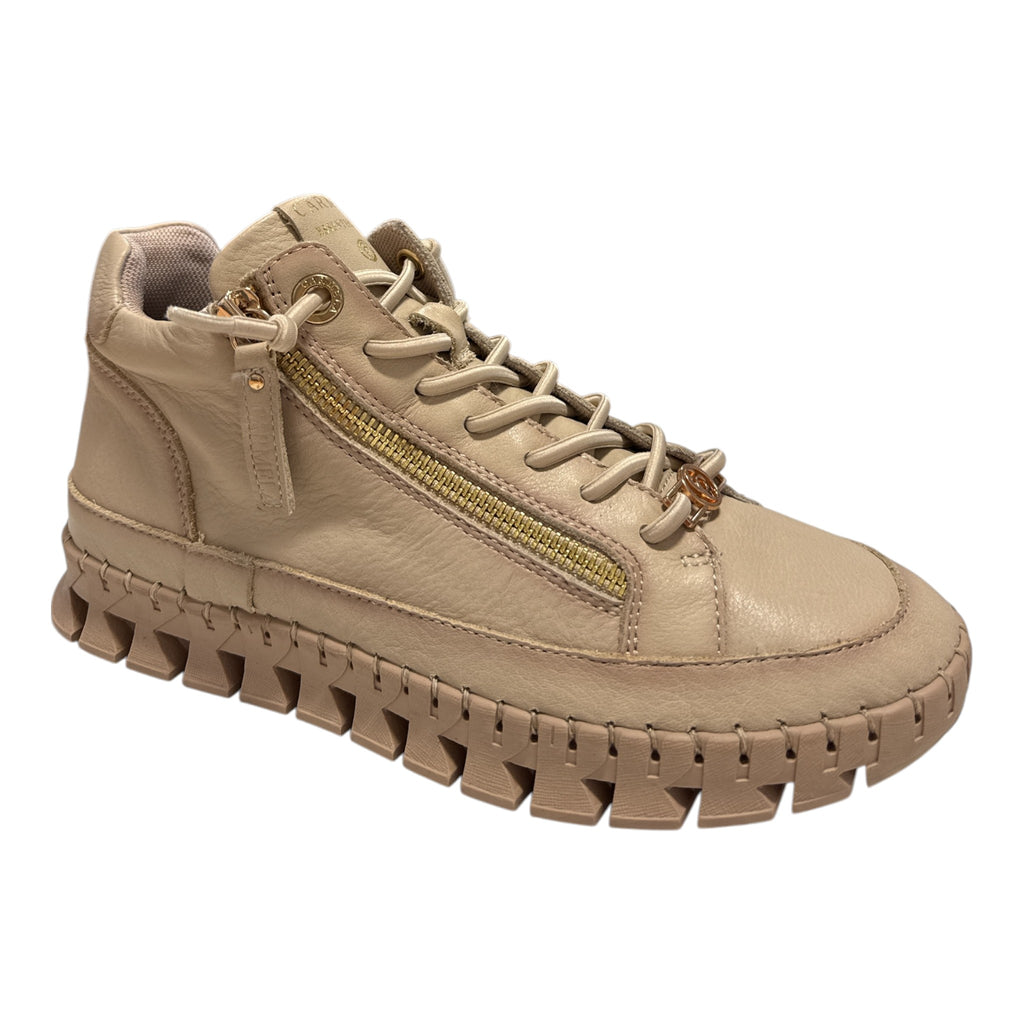 Carmela Beige Leather High-Top Trainers 164392