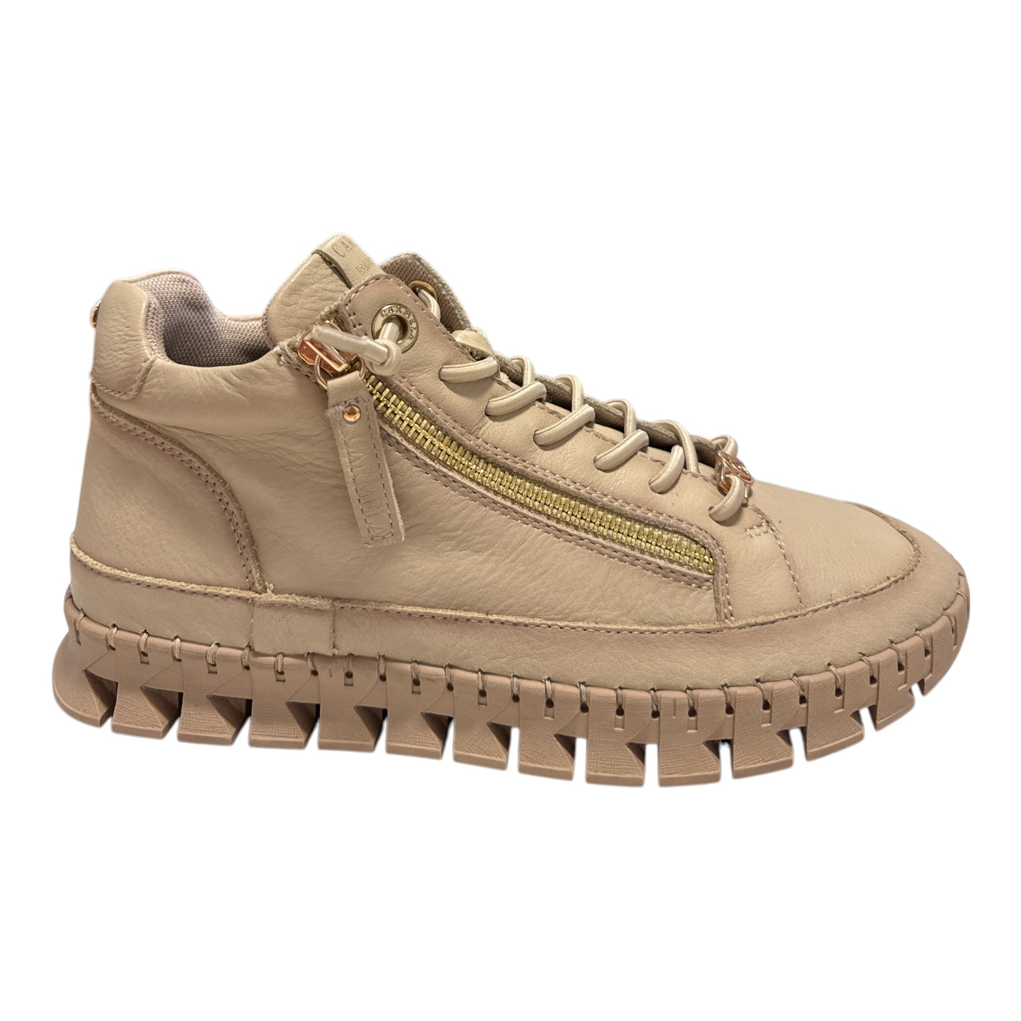 Carmela Beige Leather High-Top Trainers 164392