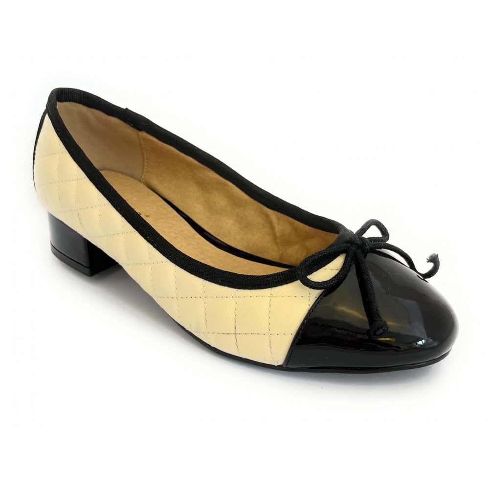 Lotus Ivy Cream and Black Ballerina Shoes