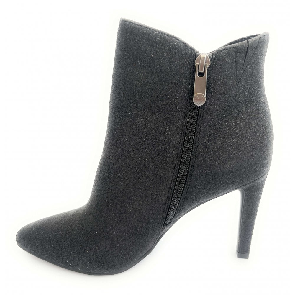 Marco Tozzi Black Metallic Heeled Boots