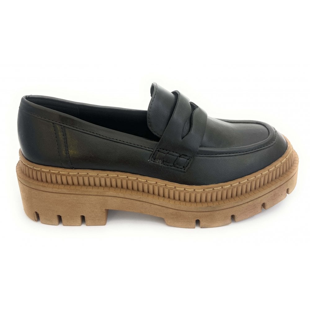 Marco Tozzi Rostra Black Faux Leather Loafers