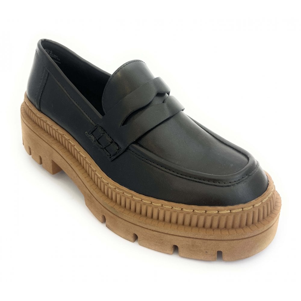 Marco Tozzi Rostra Black Faux Leather Loafers