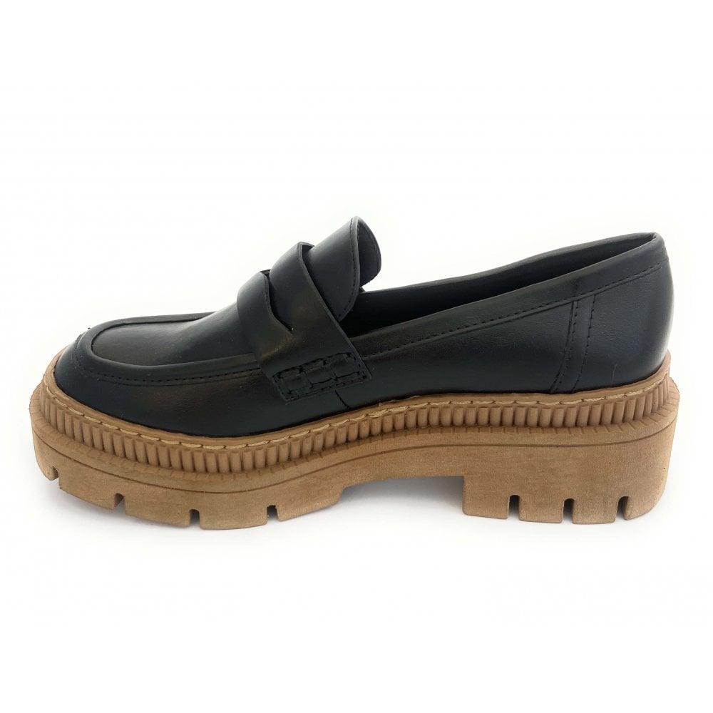 Marco Tozzi Rostra Black Faux Leather Loafers