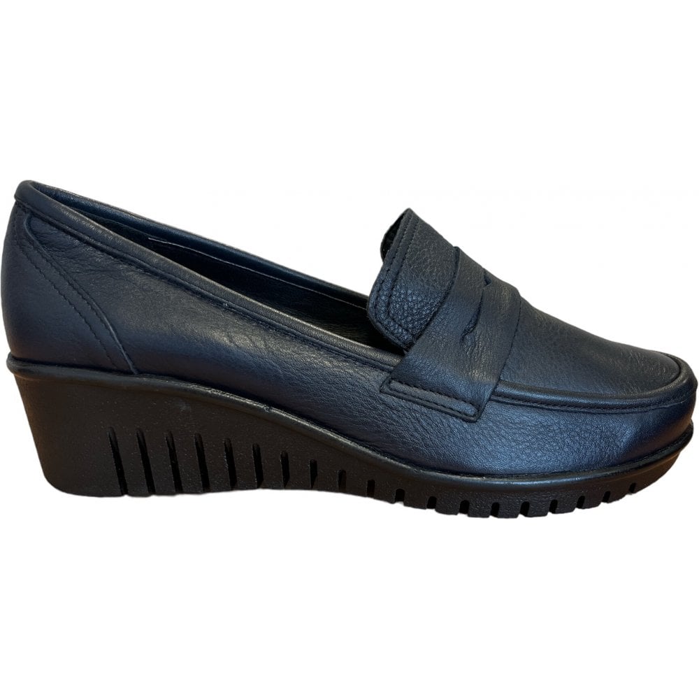 Lotus Detroit Navy Leather Wedge Shoes
