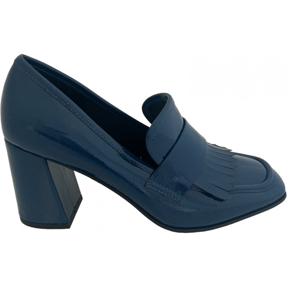 Lotus Daphne Blue Patent Heeled Loafers