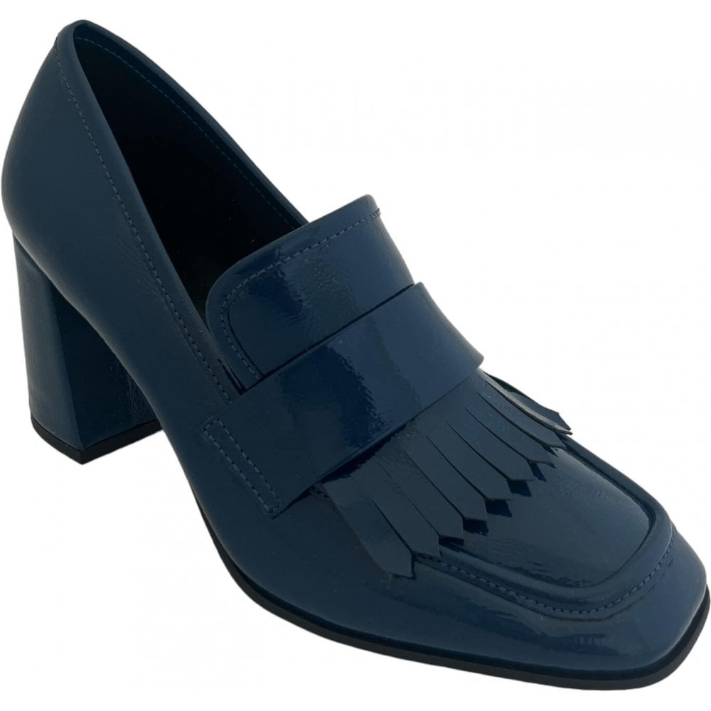 Lotus Daphne Blue Patent Heeled Loafers