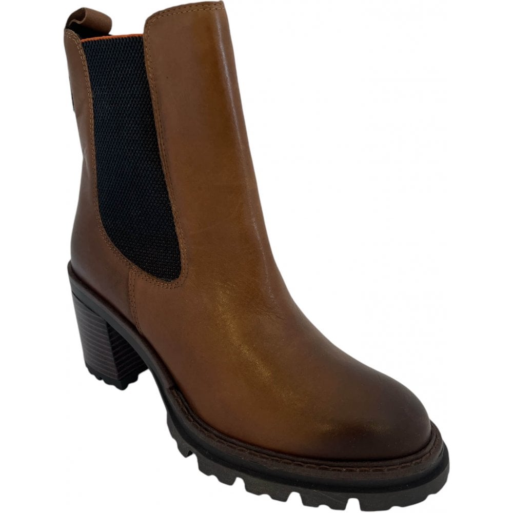 Marco Tozzi Brown Leather Heeled Ankle Boots