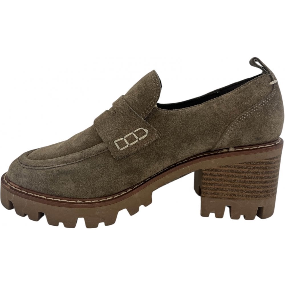 Carmela Taupe Suede Heeled Loafers